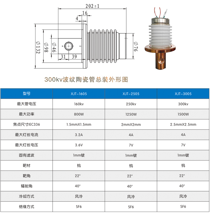 300波纹陶瓷X射线管（XJT-3005）